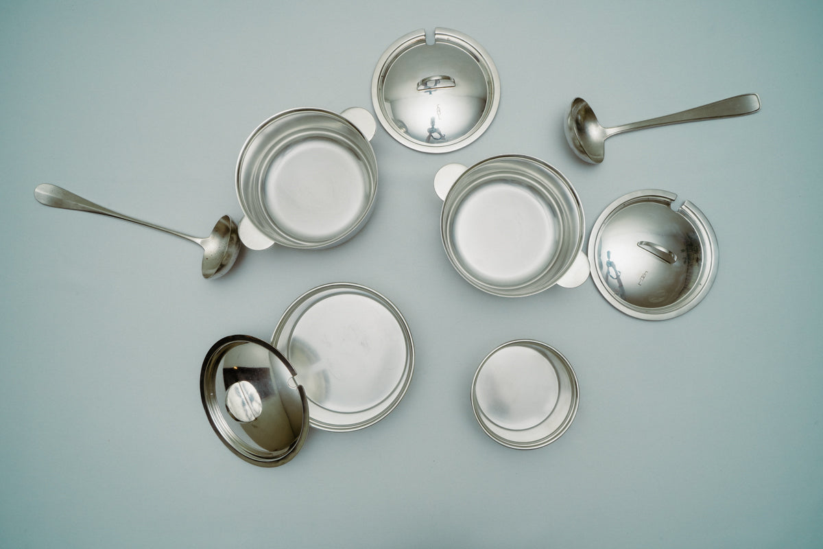 Silver plated set of pots