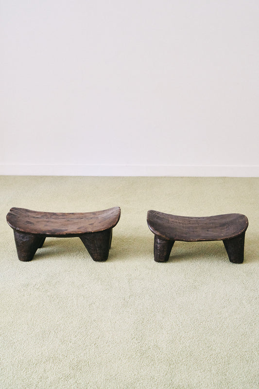 Set of 2 African Mali wood stools