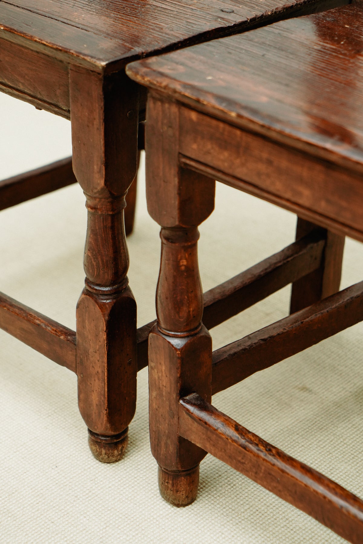 Small wooden chairs with high back rest