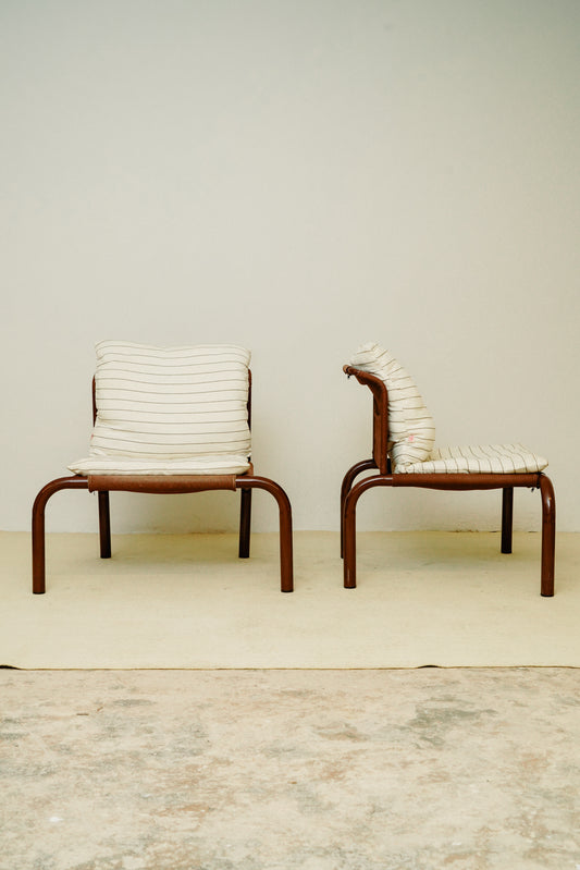 Brown easy chairs by Thalia & Co, Italy 1980s (set of 2)