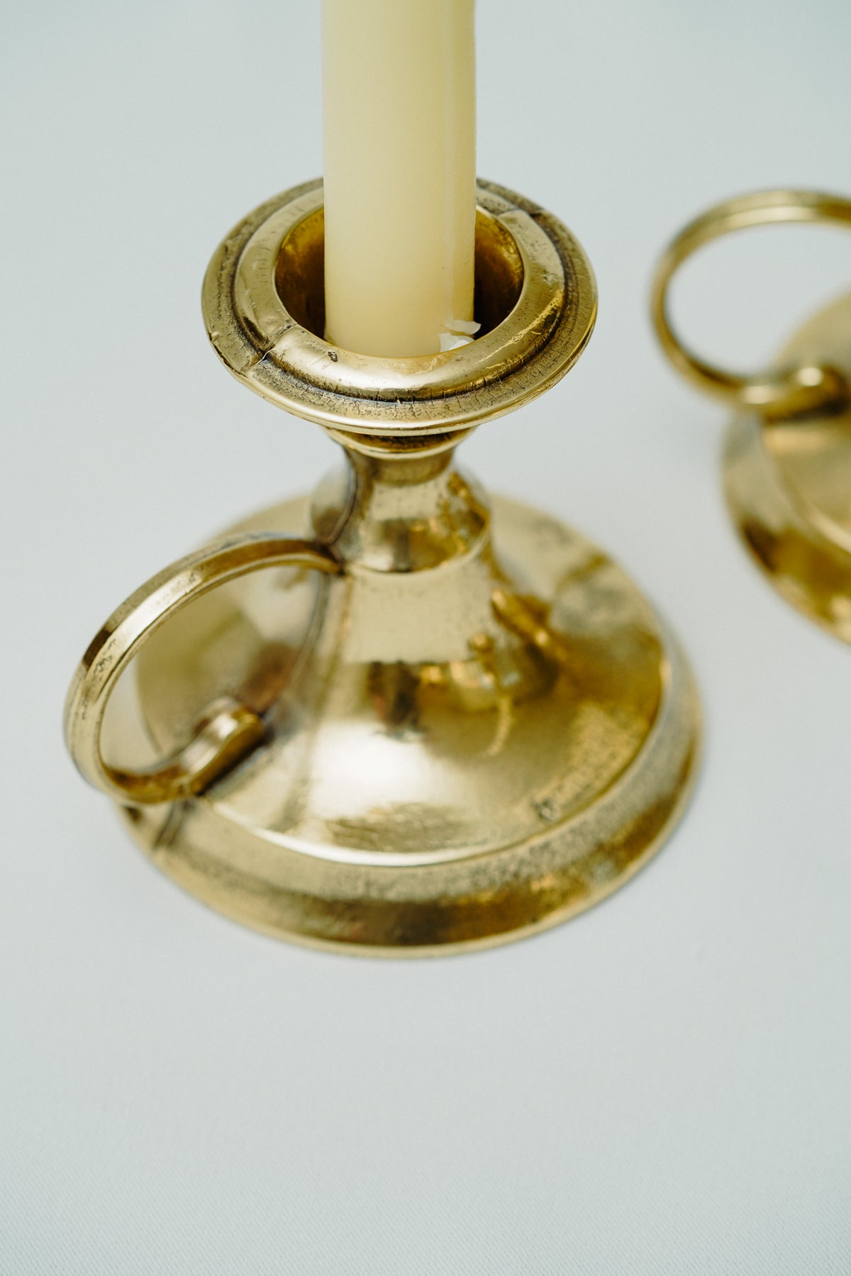 Set of 3 brass candle holders