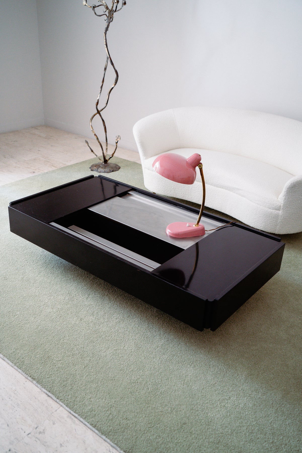 Coffee table with dry bar, 1980s