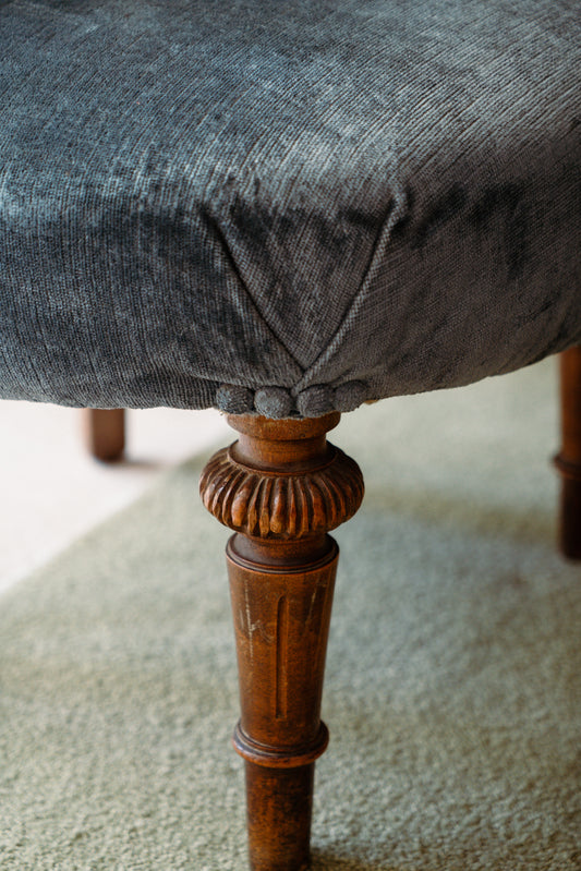 Blue velvet slipper chairs, 1960s (set of 2)