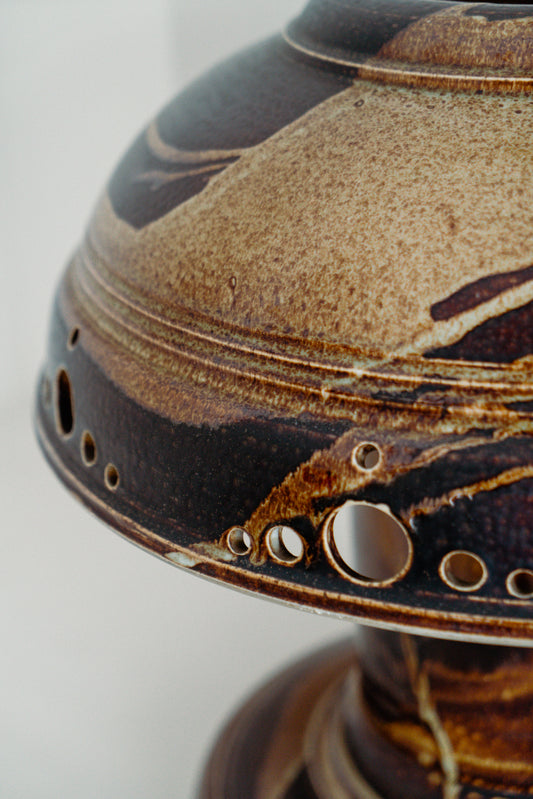 Flat lava ceramic lamp by Atelier Tönnieshof, Germany 1960s