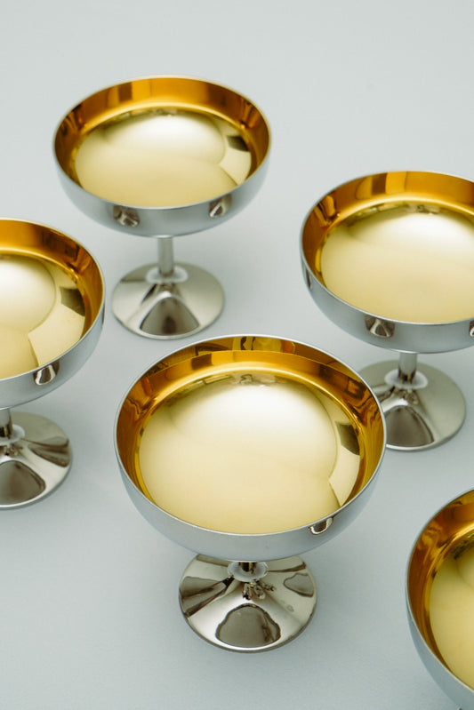 Set of 6 stainless steel coupes