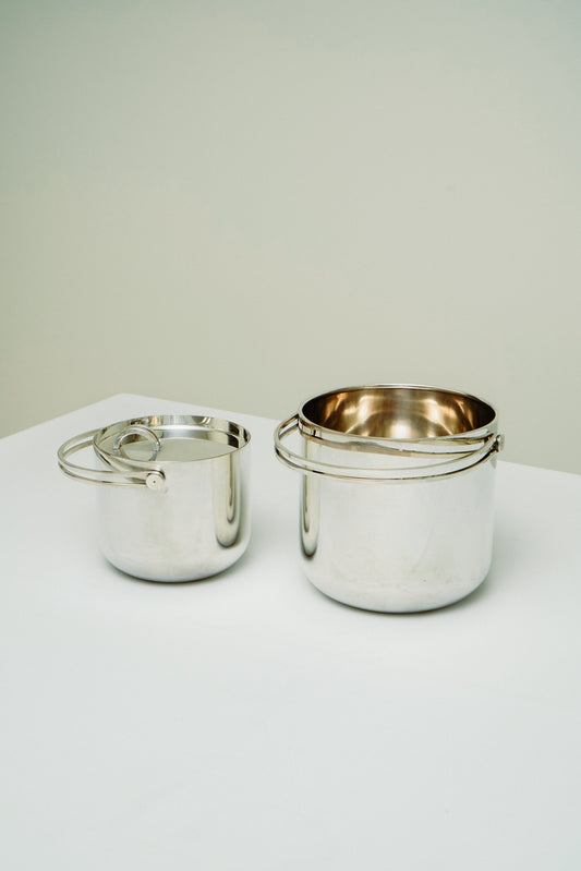 Ambrogio Pozzi for Padova Argenti set of ice and champagne buckets, 70s
