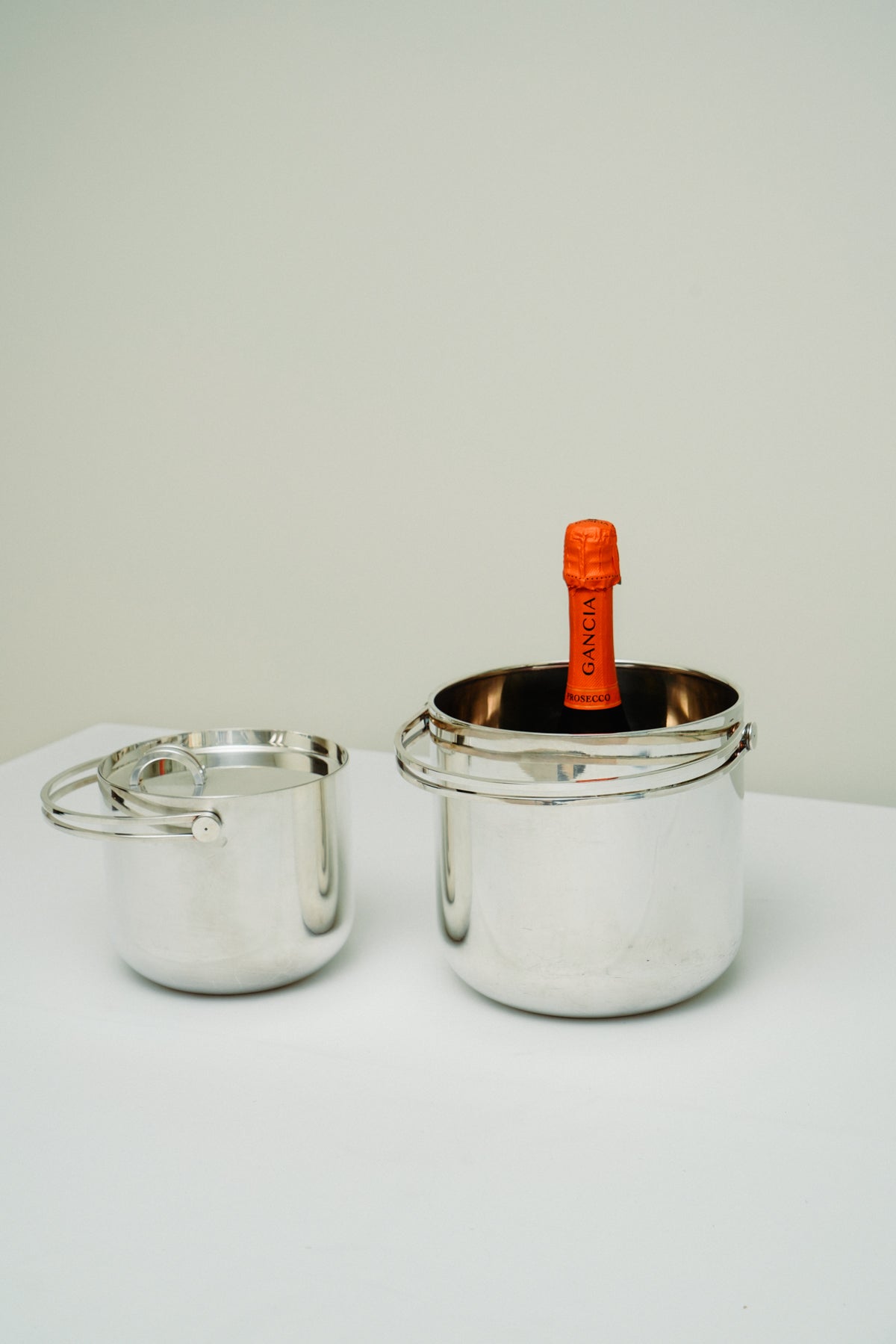 Ambrogio Pozzi for Padova Argenti set of ice and champagne buckets, 70s