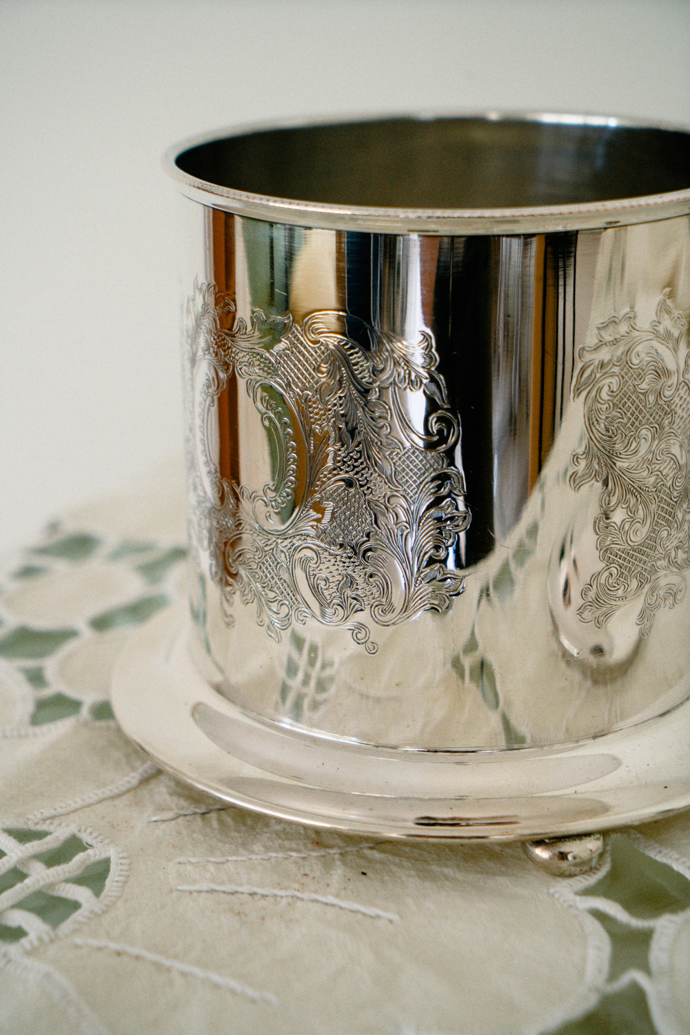 Vintage silver plated cookie jar