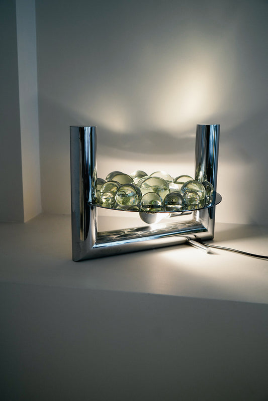 Chrome and crystal table lamp, 1970s
