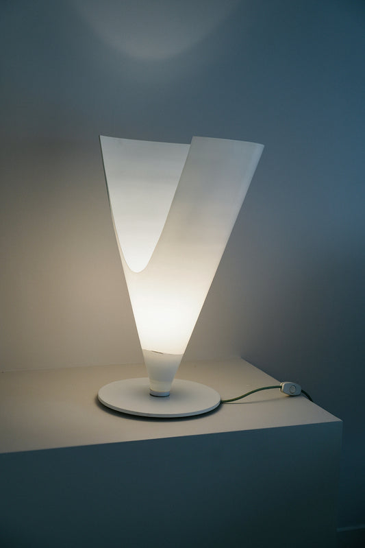White glass table lamp, 1980s