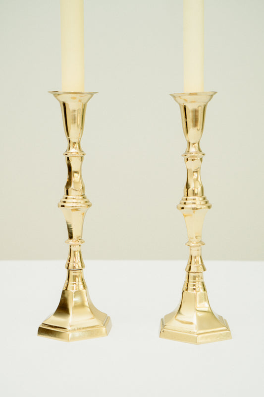Set of 2 brass candle holders