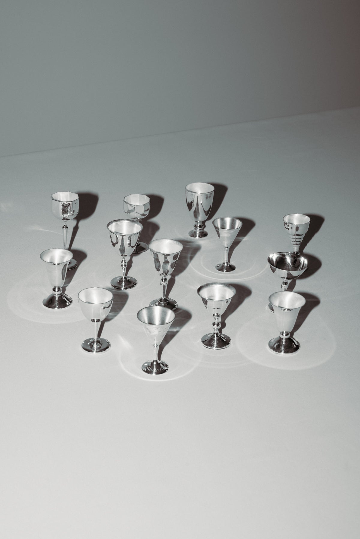 Set of 14 shot glasses