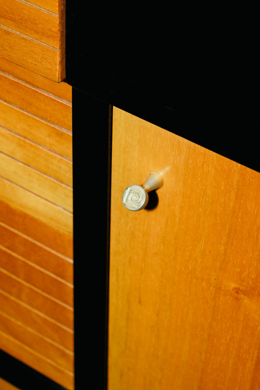 Black lacquer and teak sideboard by Pierre Cardin, 1980s