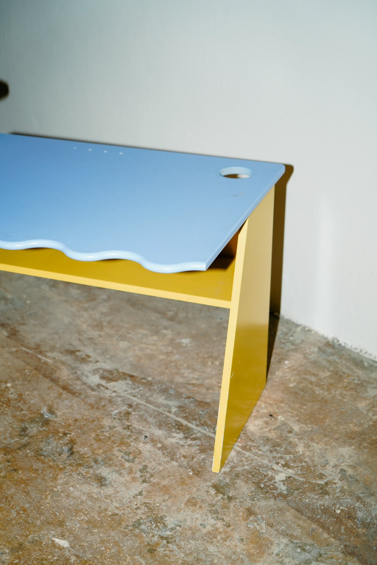 Blue and yellow kids desk