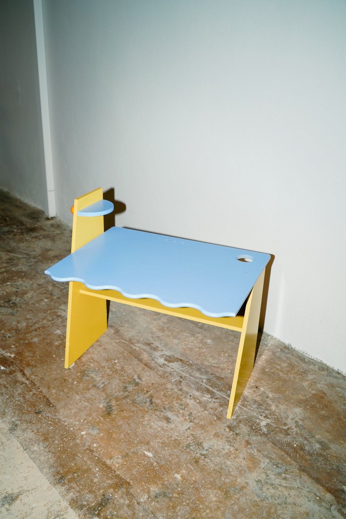Blue and yellow kids desk