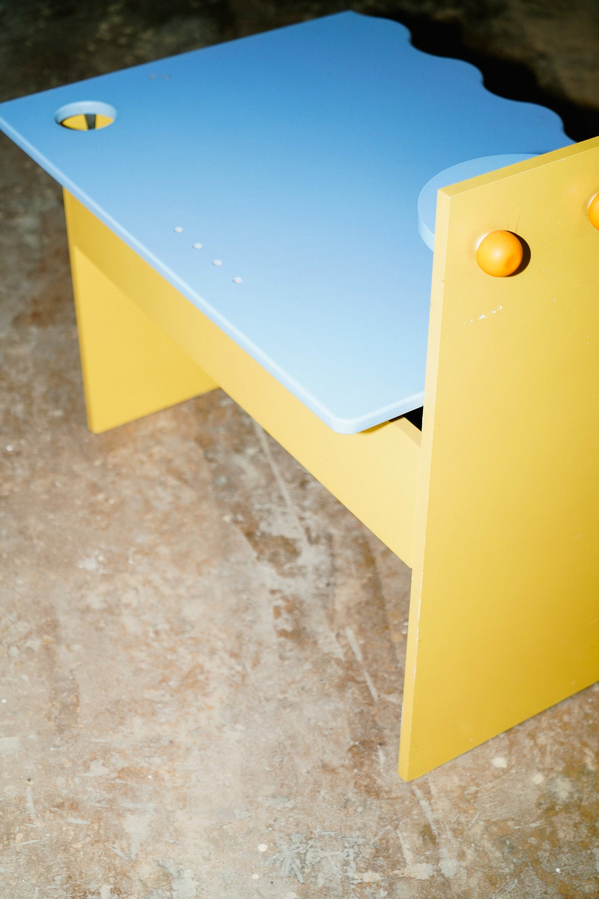Blue and yellow kids desk
