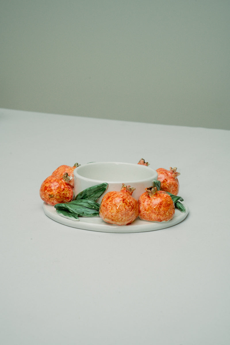 Pomegranate ceramic serving plate