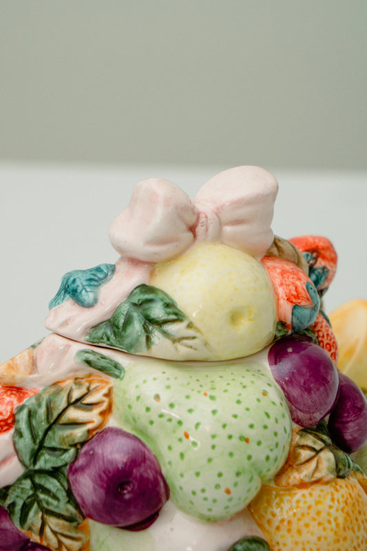 Ceramic teapot with fruits