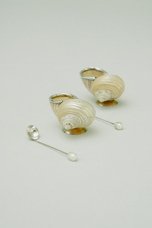 Set of 2 natural shell salt cellars