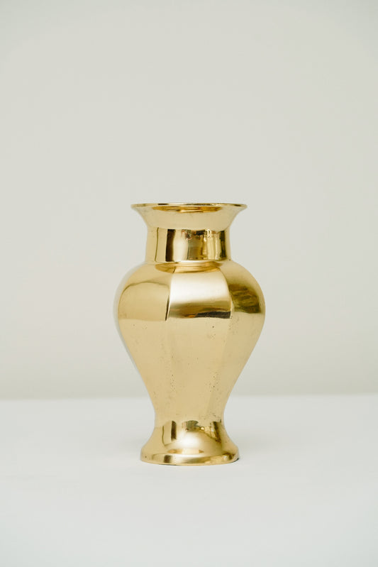 Set of 2 midi and mini brass vases