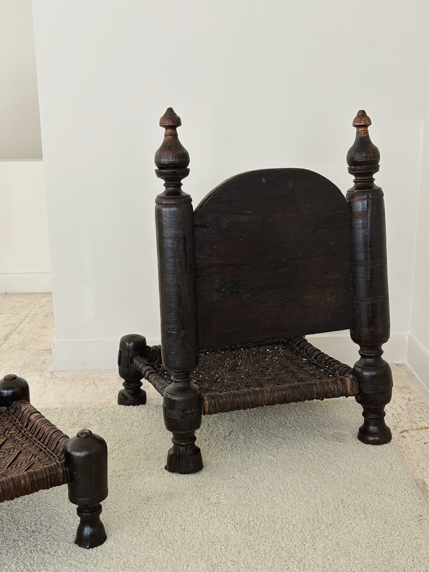 Antique Afghan temple chair with stool