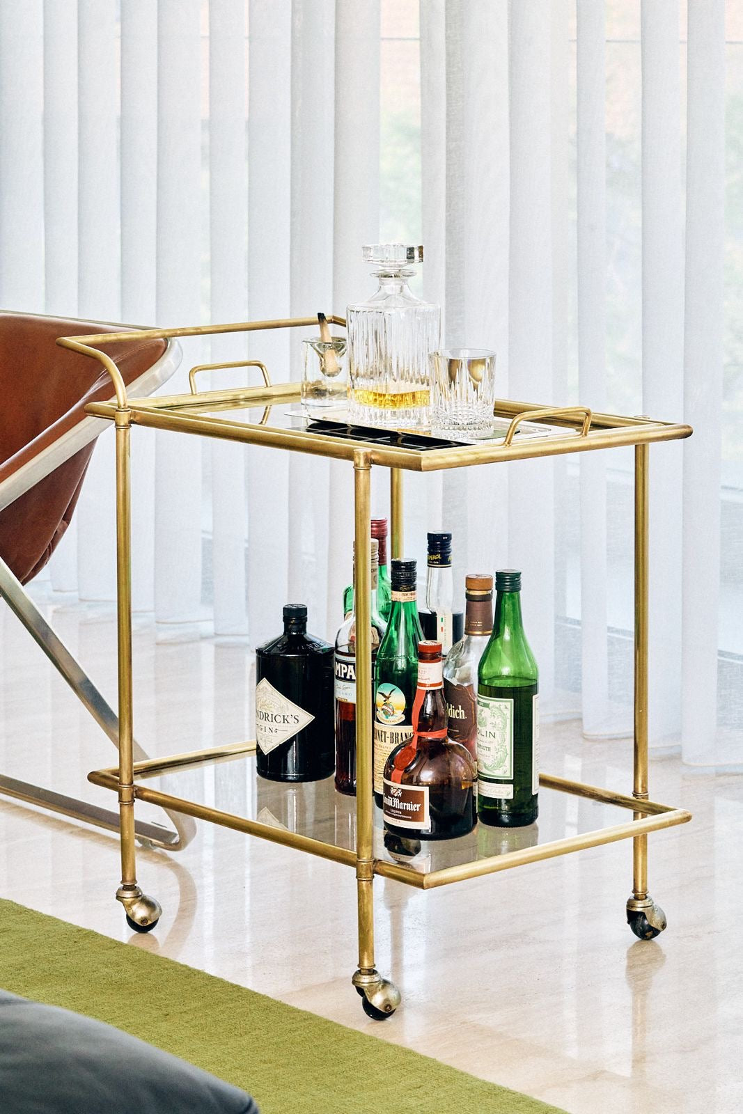 Brass bar cart