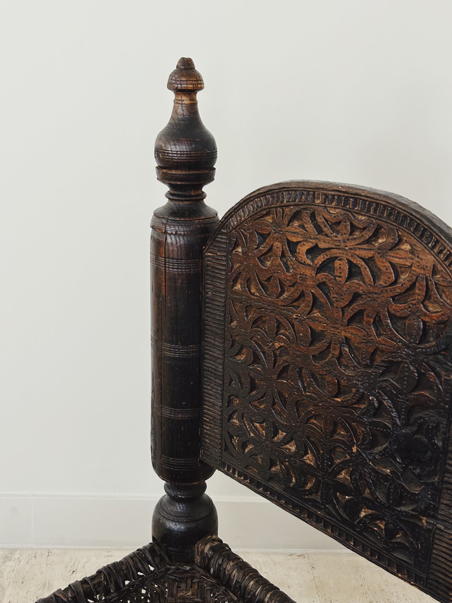 Antique Afghan temple chair with stool