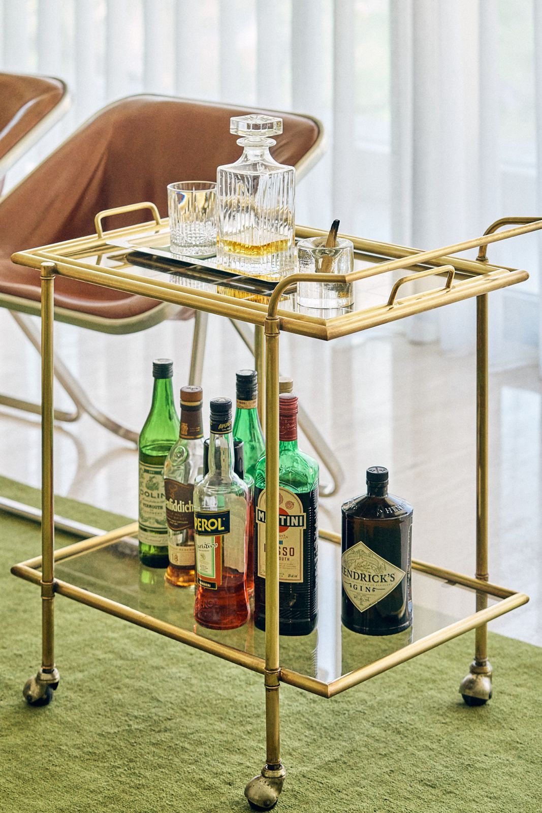 Brass bar cart