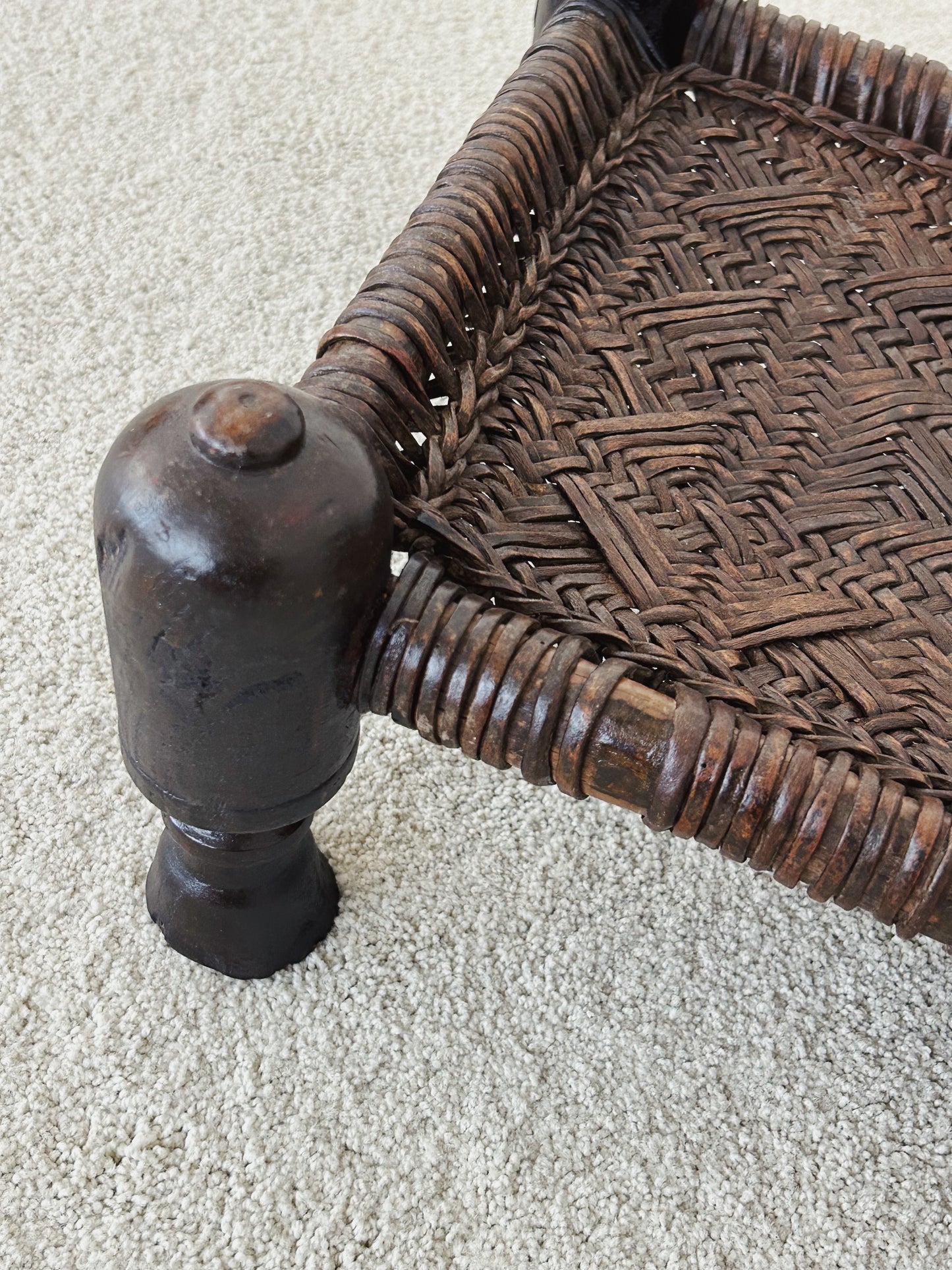 Antique Afghan temple chair with stool