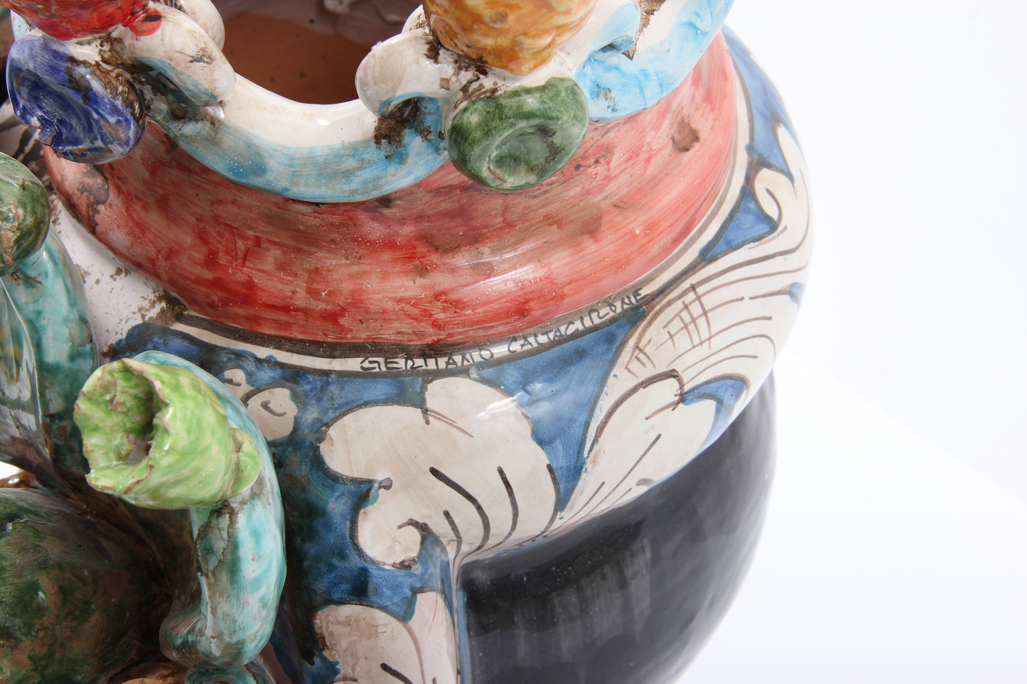 Caltagirone ceramic vase by Germano Caltagirone