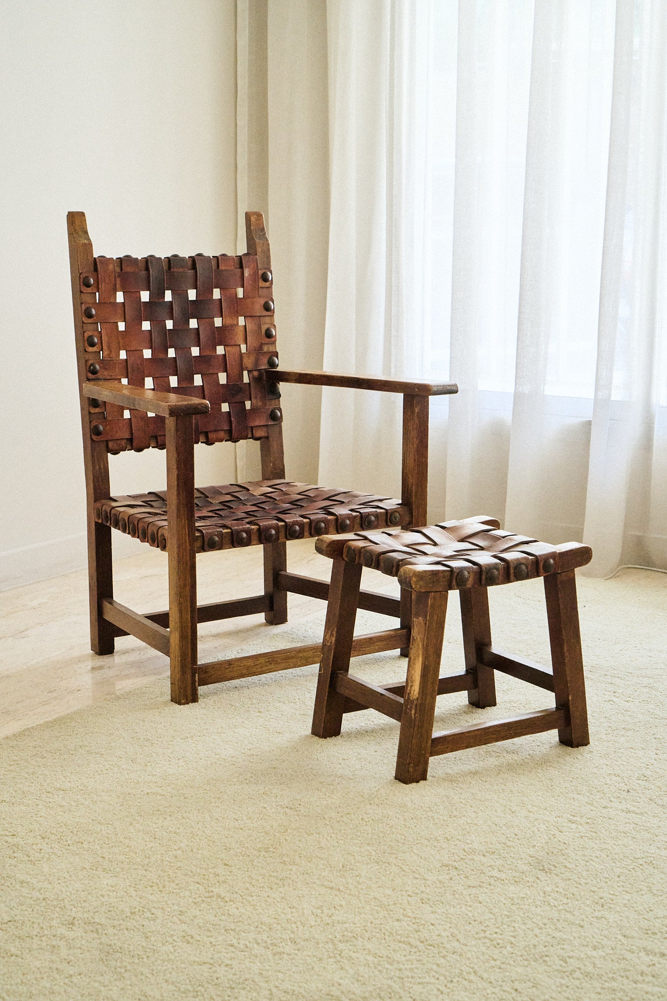 Chairs with stools (set of 2)