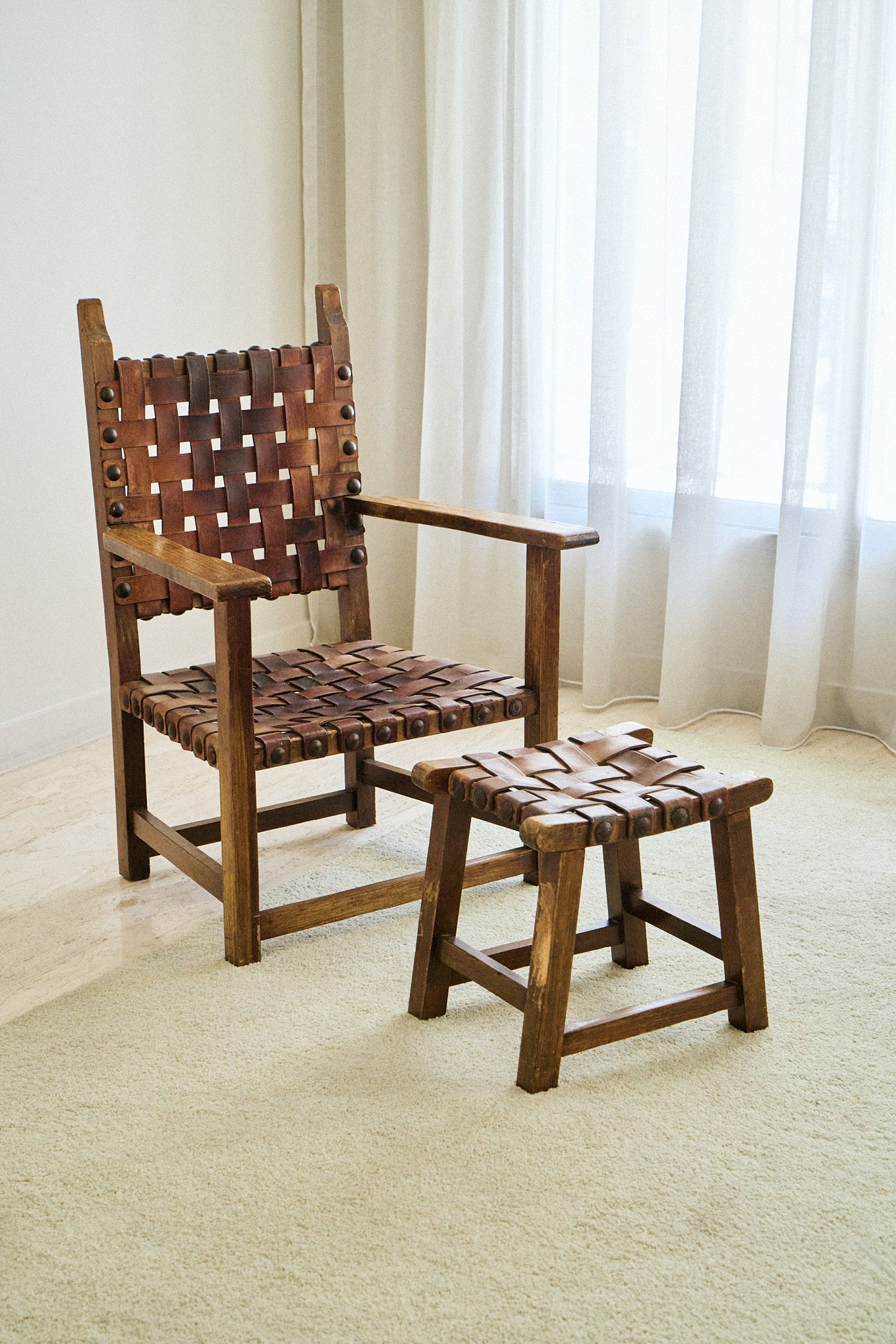 Chairs with stools (set of 2)