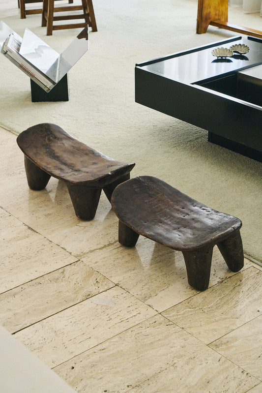 Set of 2 African Mali wood stools