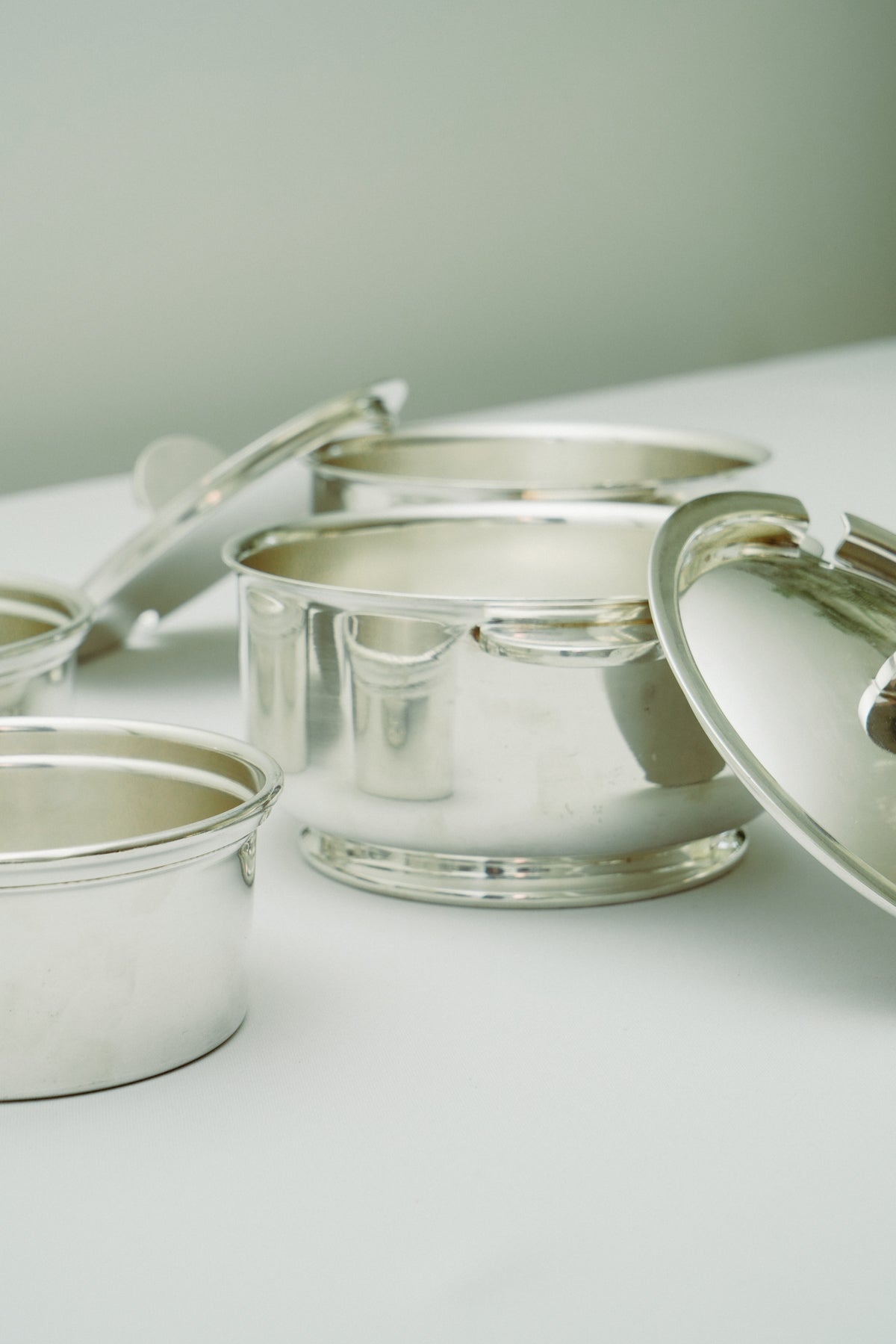 Silver plated set of pots
