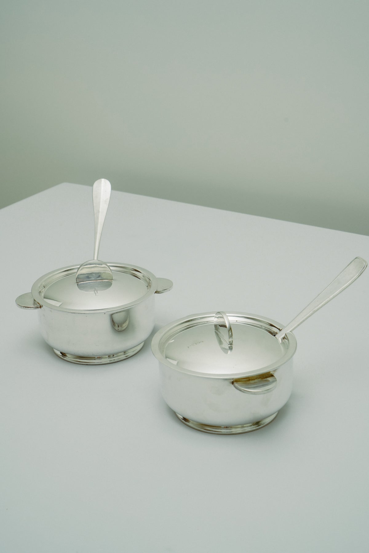 Silver plated set of pots