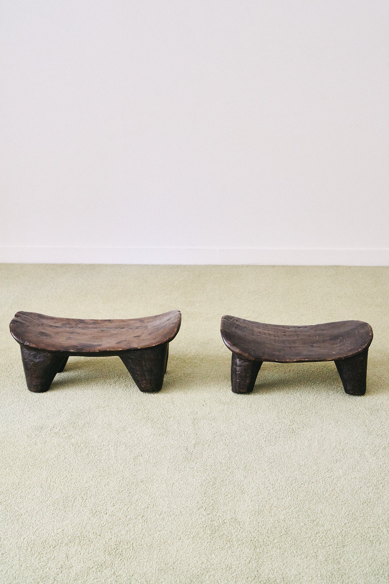 Set of 2 African Mali wood stools