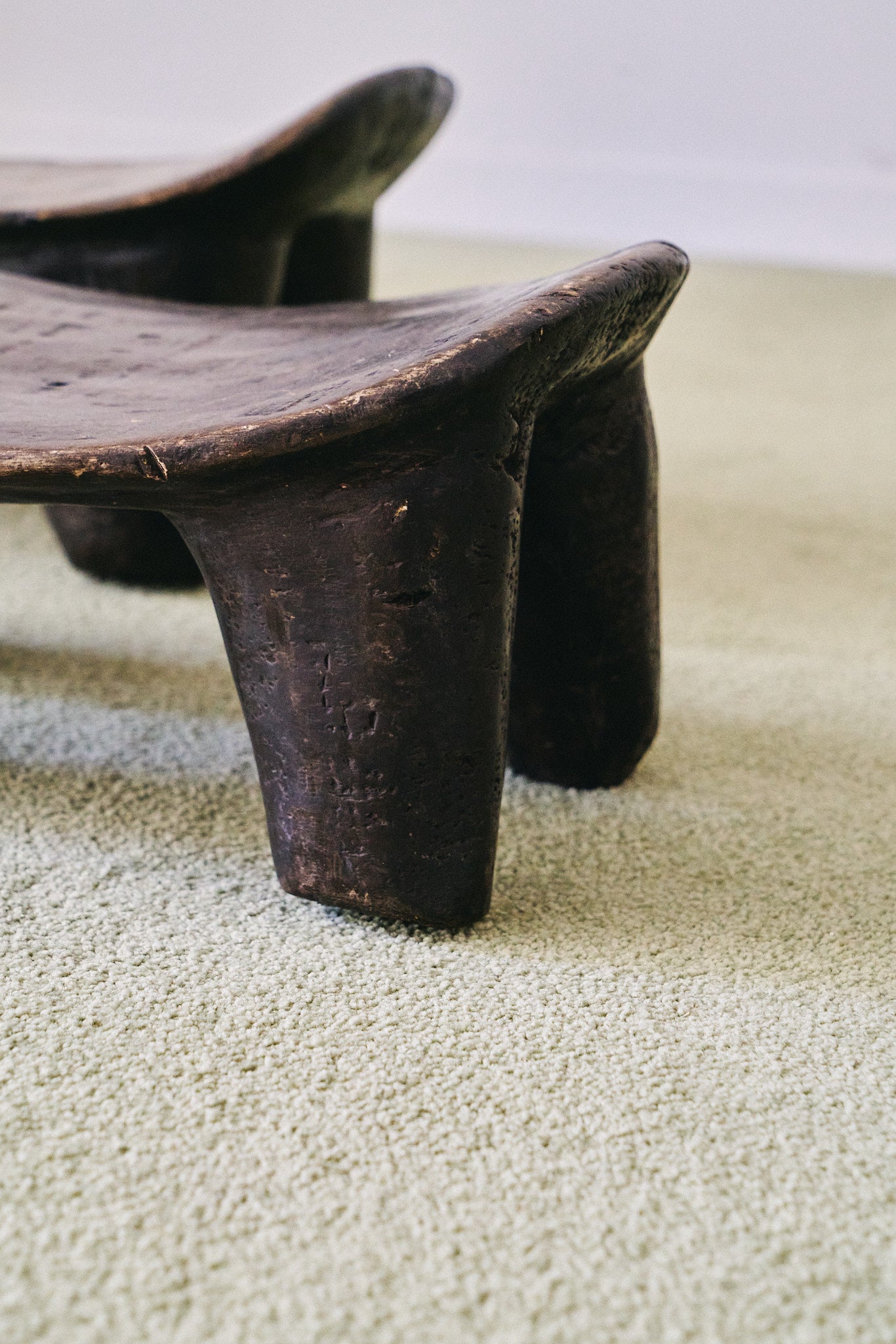 Set of 2 African Mali wood stools