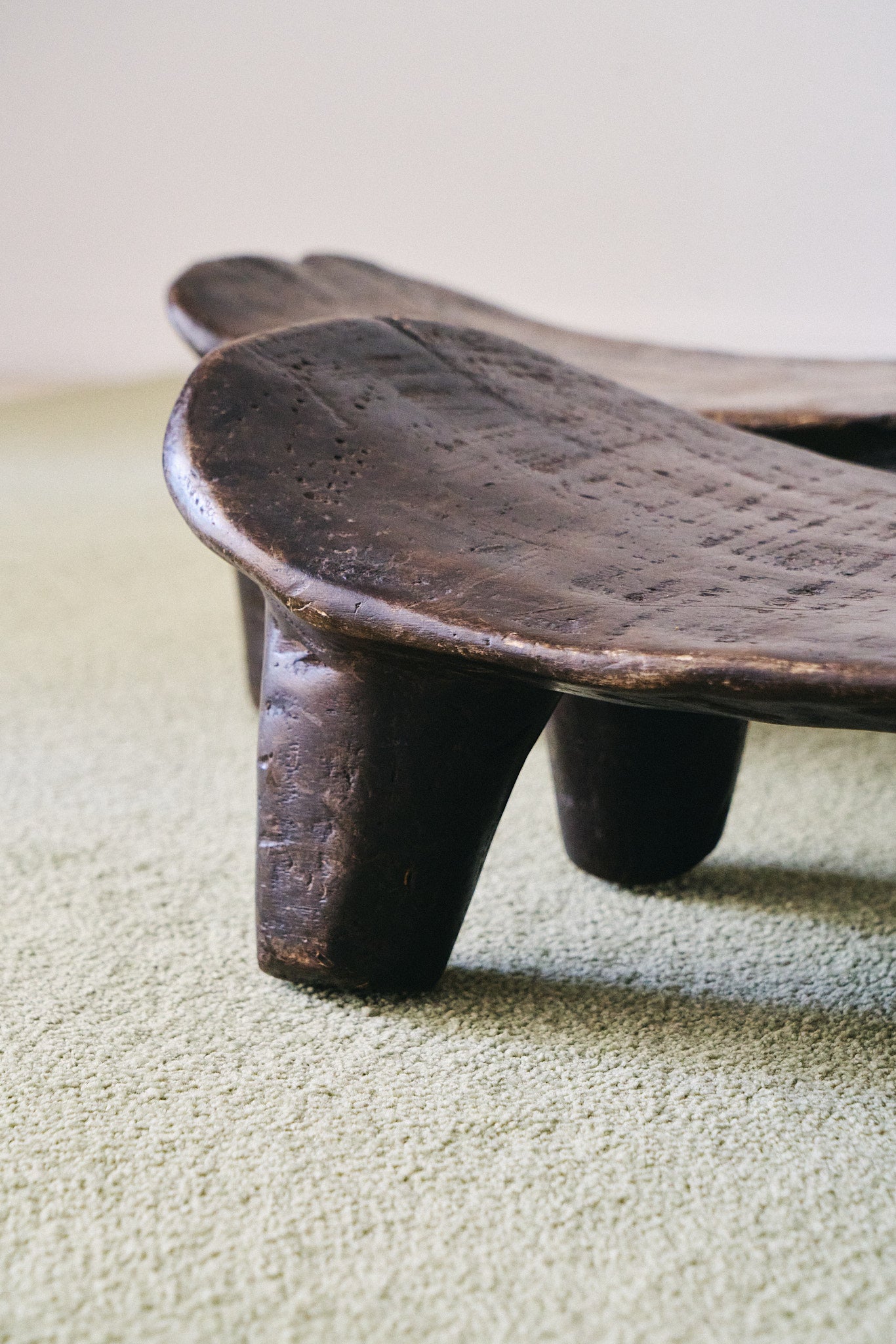 Set of 2 African Mali wood stools