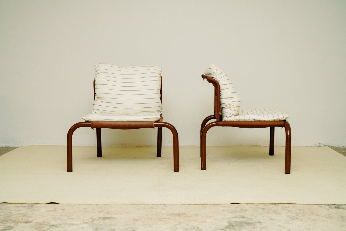 Brown easy chairs by Thalia & Co, Italy 1980s (set of 2)