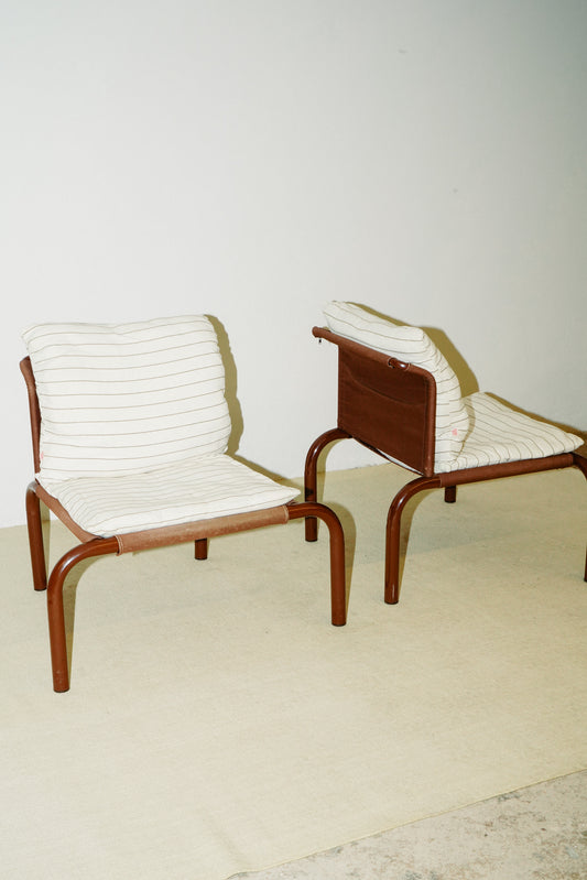 Brown easy chairs by Thalia & Co, Italy 1980s (set of 2)
