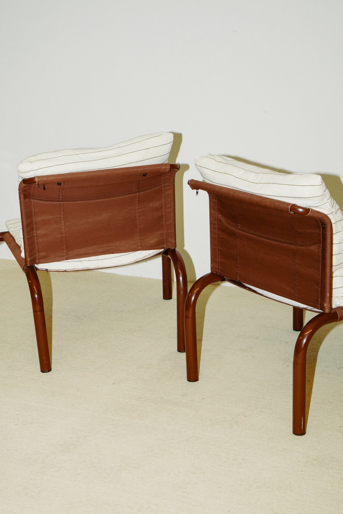 Brown easy chairs by Thalia & Co, Italy 1980s (set of 2)