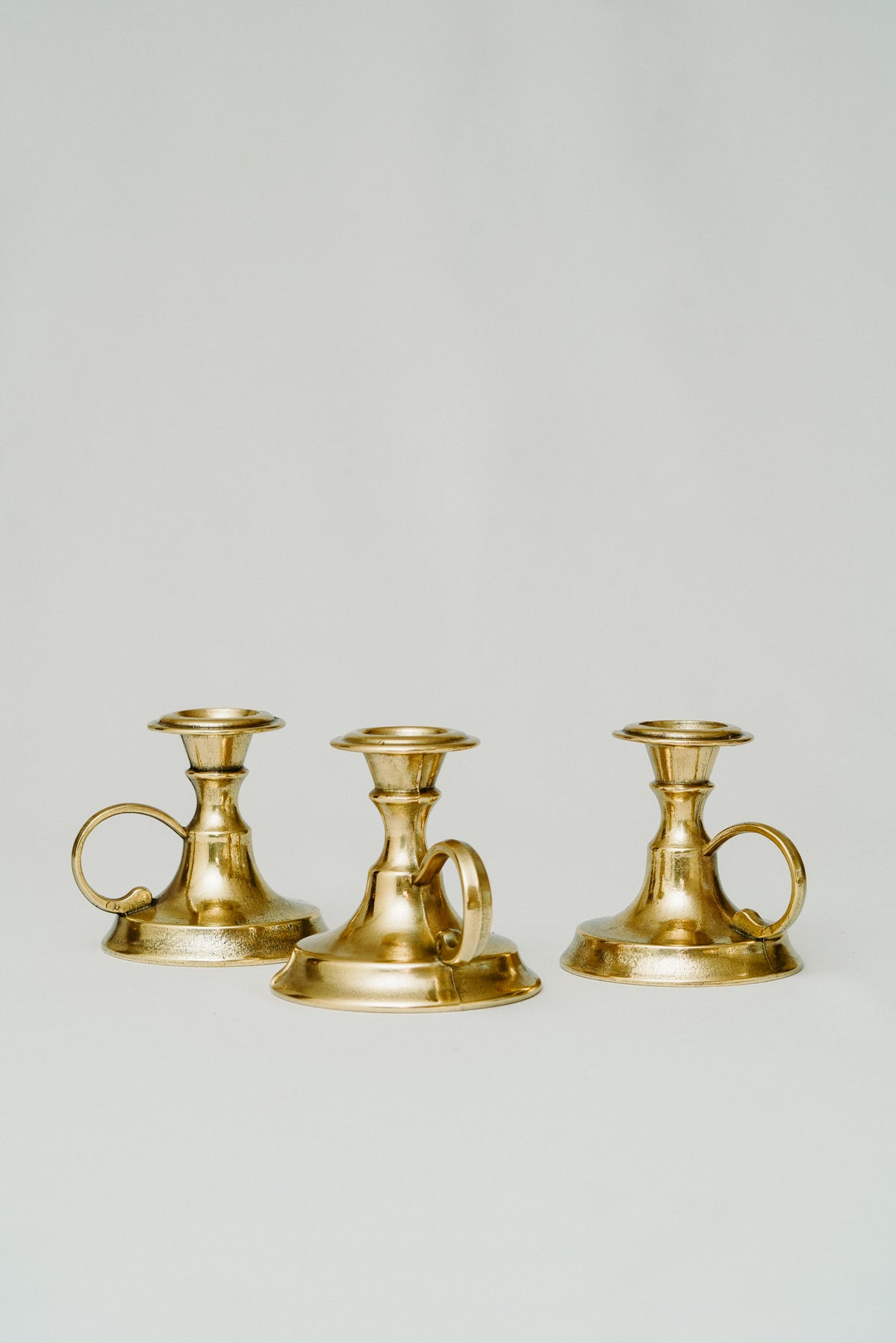 Set of 3 brass candle holders