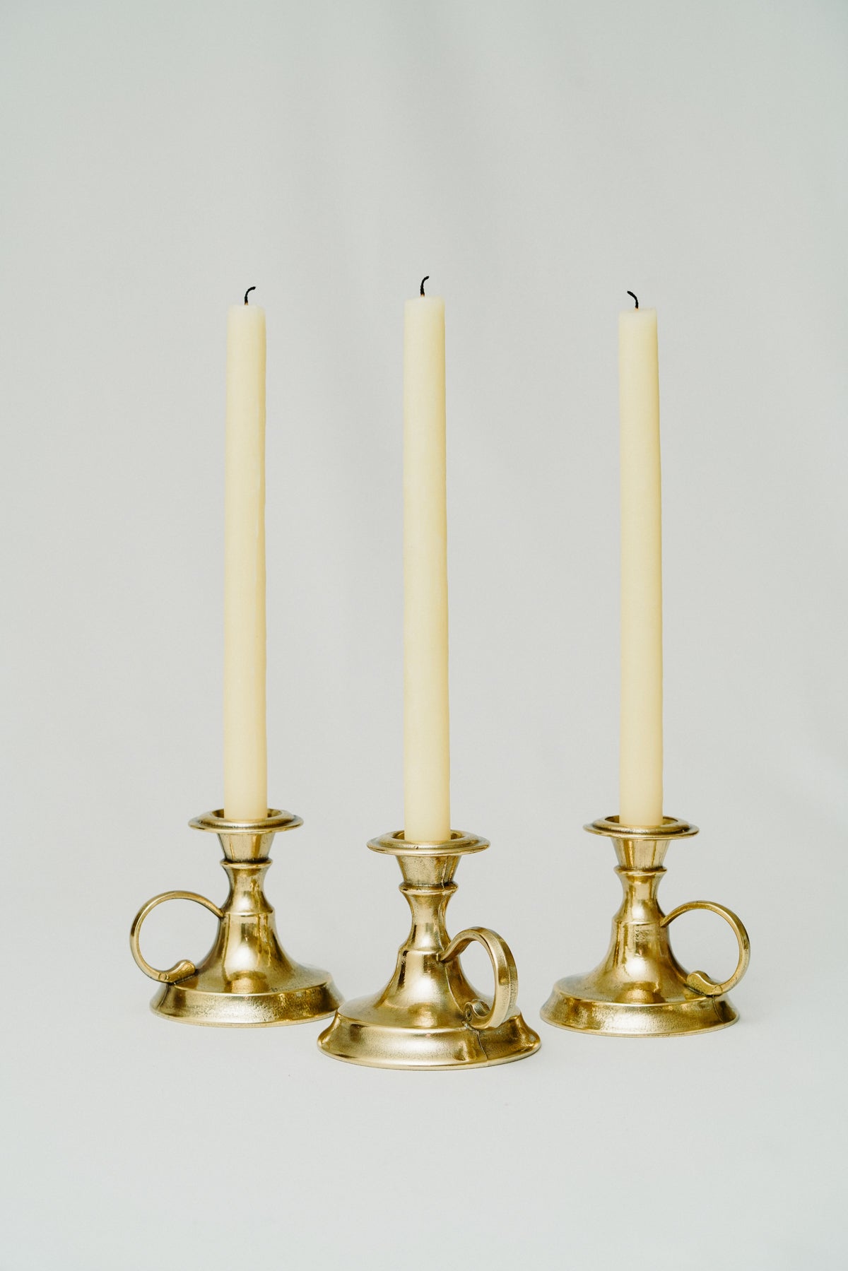 Set of 3 brass candle holders