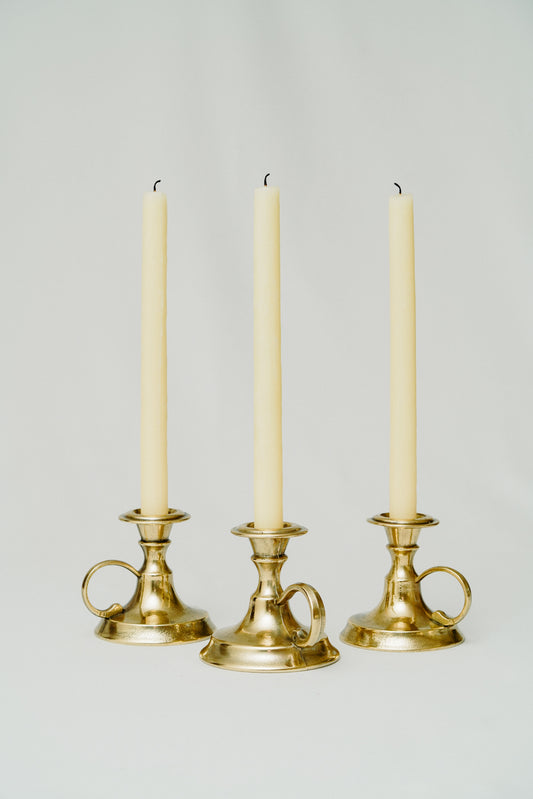Set of 3 brass candle holders