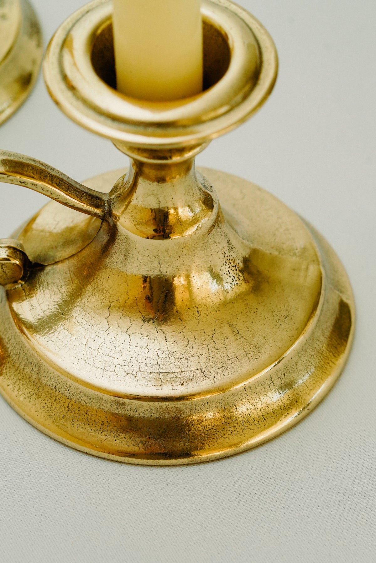 Set of 3 brass candle holders