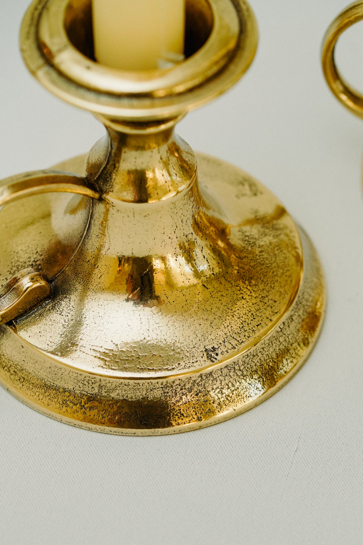 Set of 3 brass candle holders