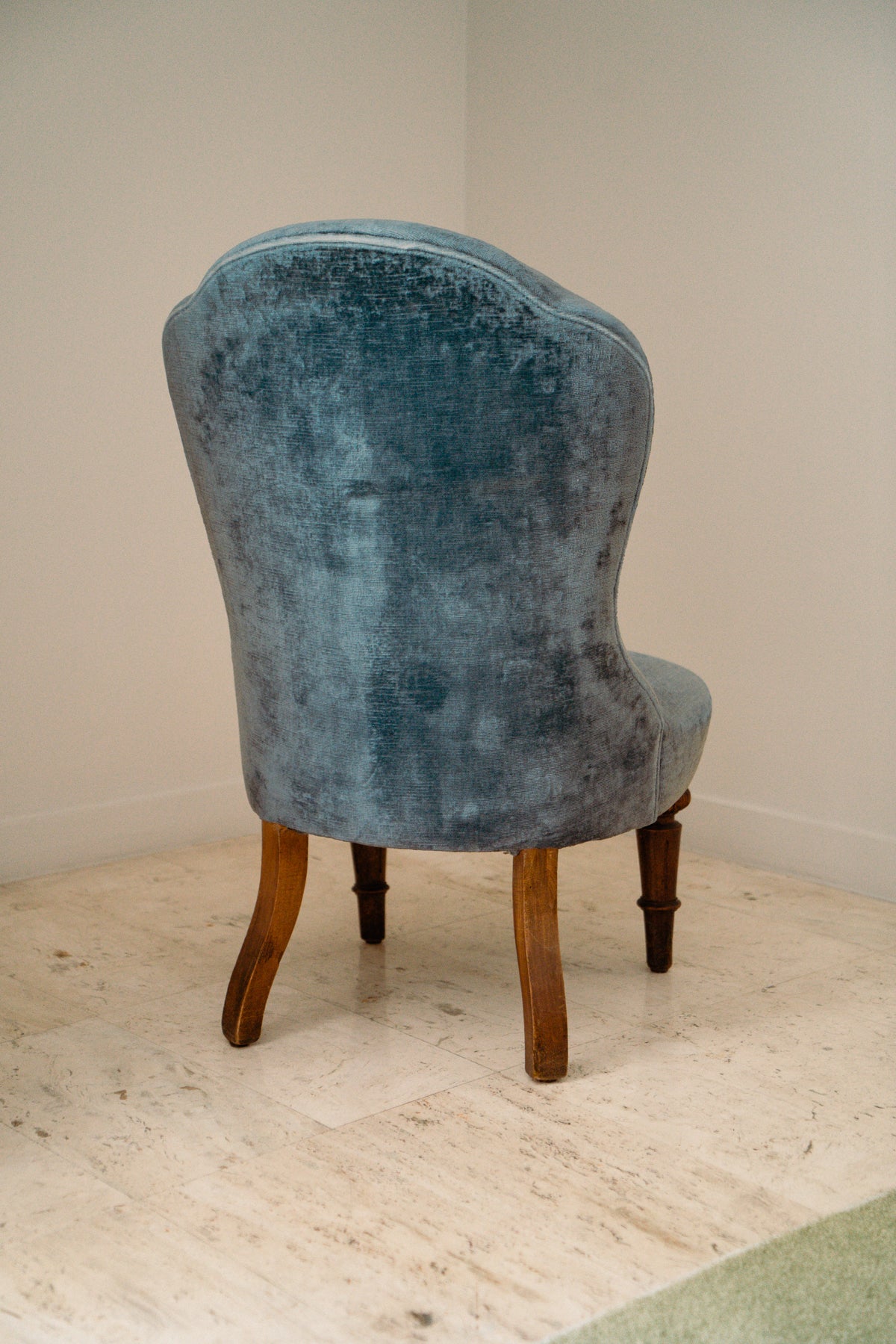 Blue velvet slipper chairs, 1960s (set of 2)