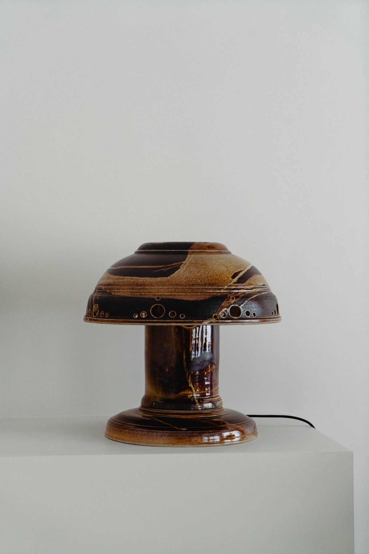 Flat lava ceramic lamp by Atelier Tönnieshof, Germany 1960s