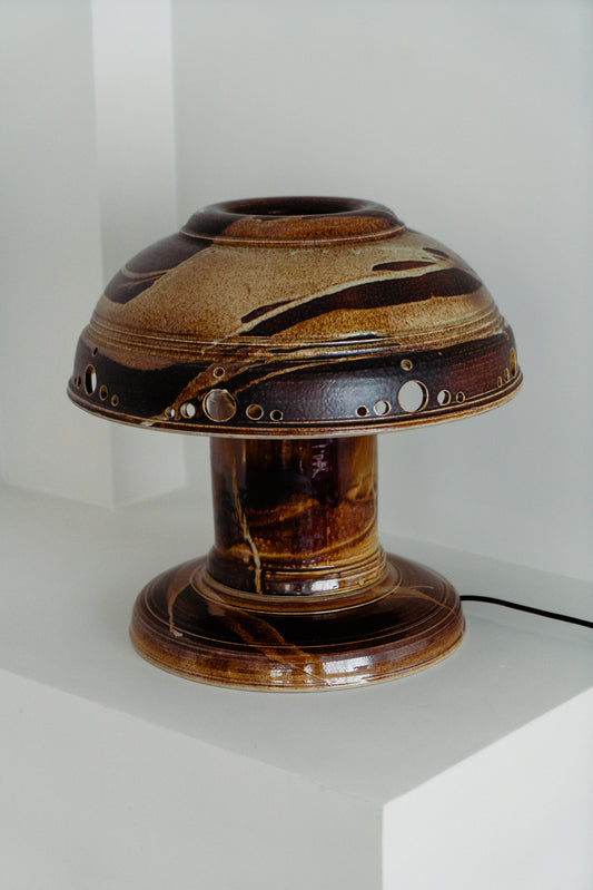 Flat lava ceramic lamp by Atelier Tönnieshof, Germany 1960s