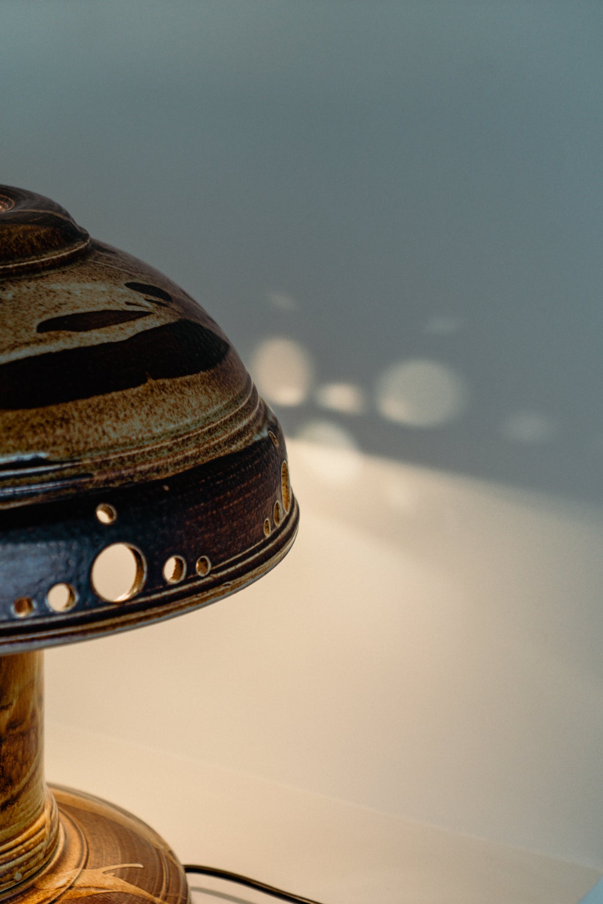 Flat lava ceramic lamp by Atelier Tönnieshof, Germany 1960s